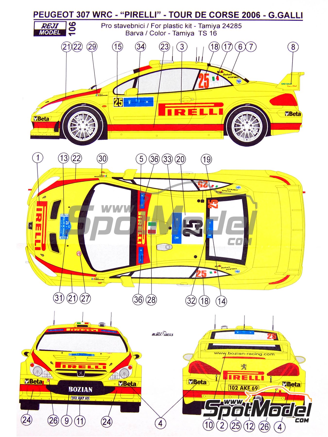 Reji Model 106: Marking / livery 1/24 scale - Peugeot 307 WRC